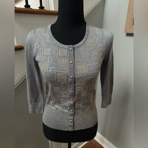Silver Metallic Shine Cardi with Embellished Jewels